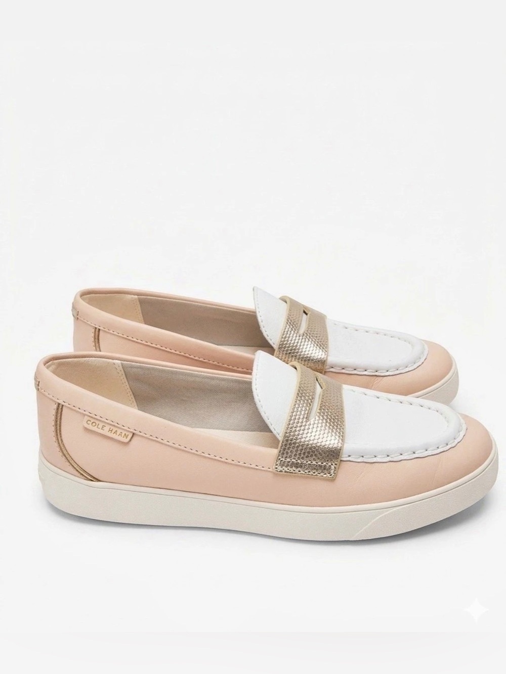Cole Haan Women's Pink & White Leather Loafers US 7B New in Box